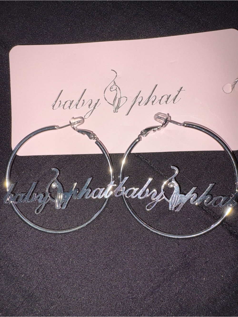 Baby Phat Silver Hoop Earrings Y2K
